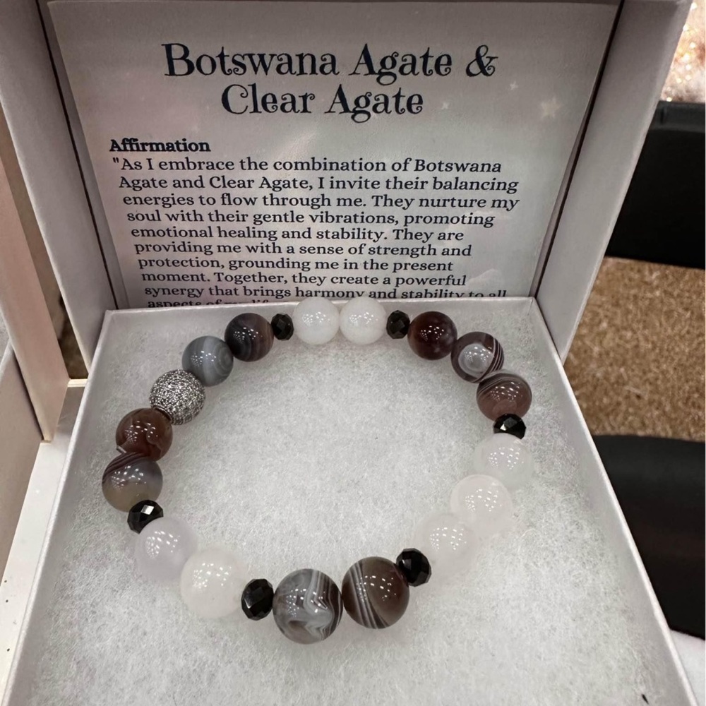 Botswana Agate & Clear Agate Bracelet